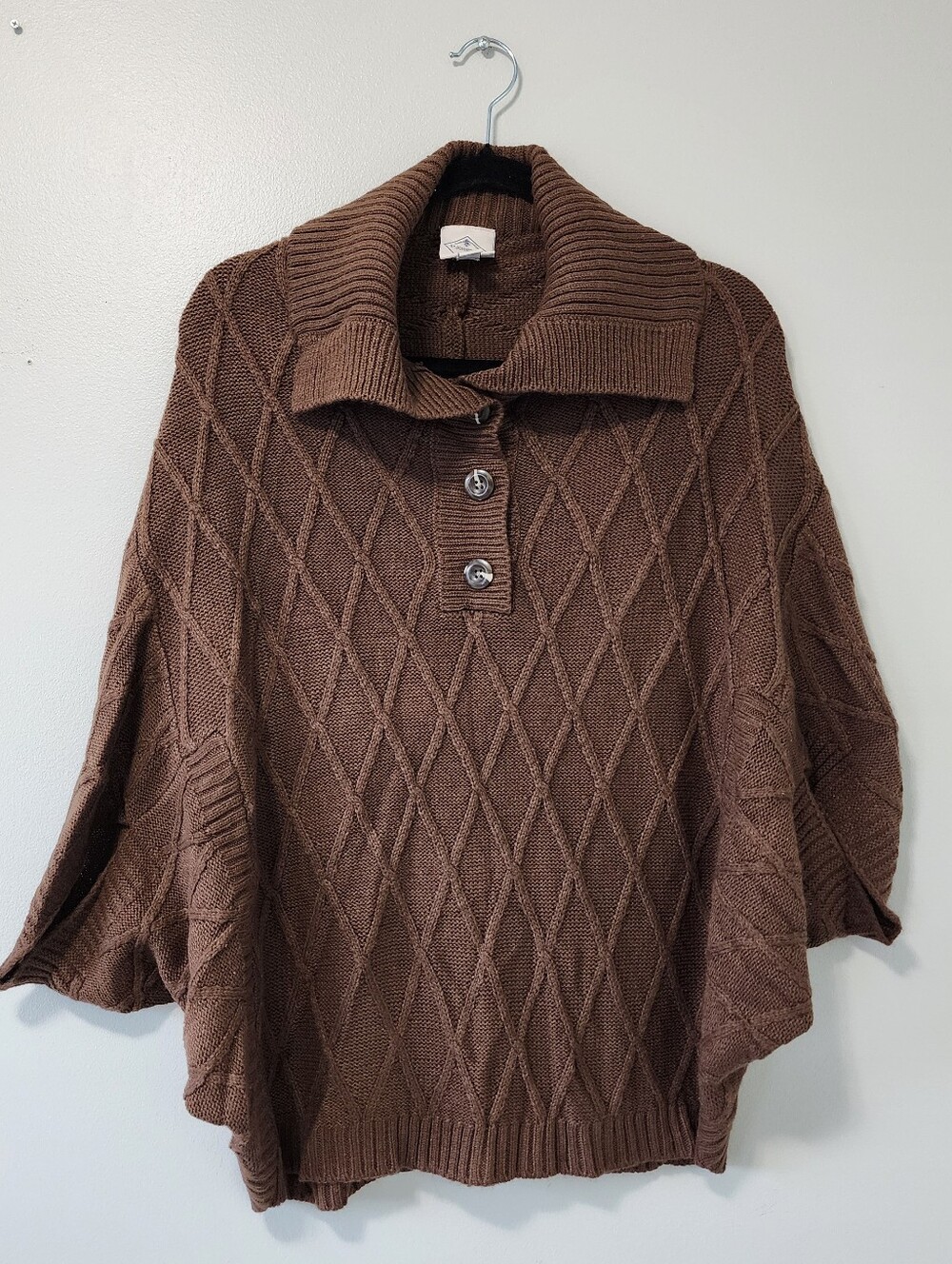 St. John’s Bay Brown Shawl Collar Knit Sweater L